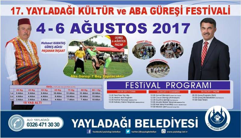 17.GELENEKSEL YAYLADAĞI KÜLTÜR VE ABA GÜREŞİ FESTİVALİ BAŞLIYOR