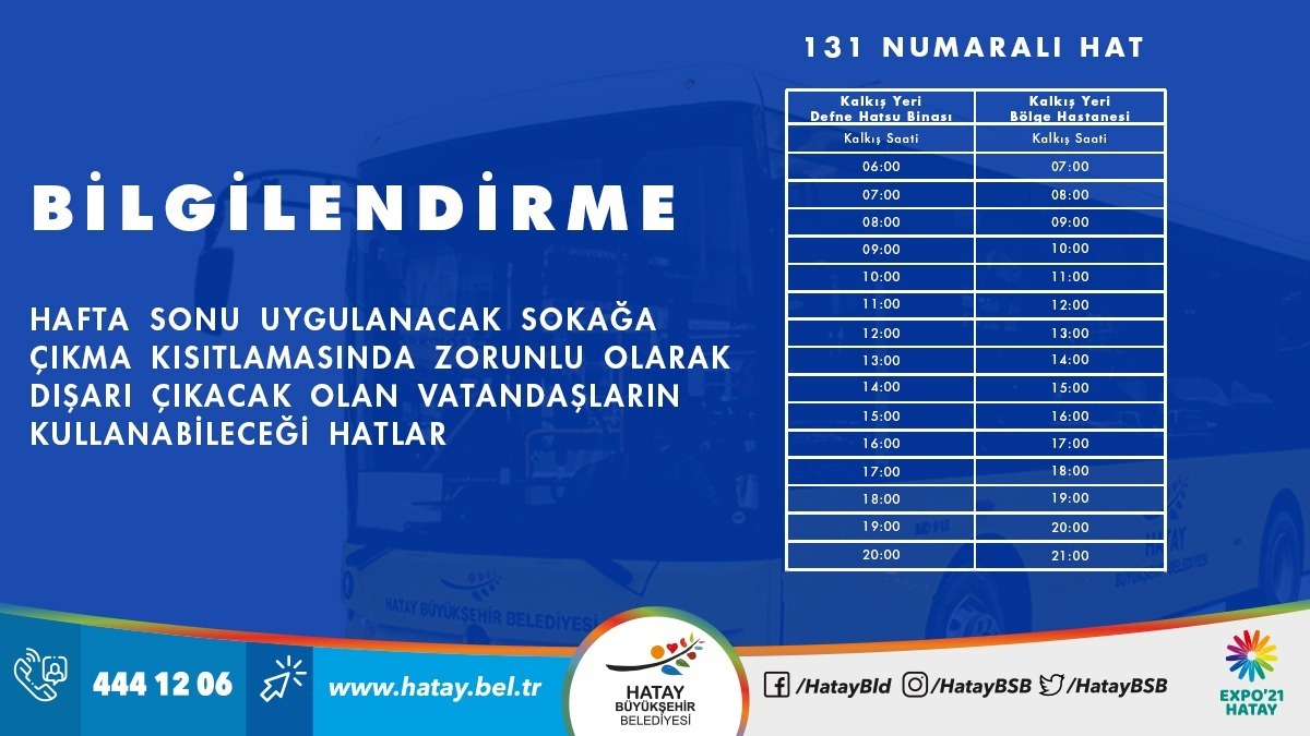 SOKAĞA ÇIKMA KISITLAMASINDA ÇALIŞACAK OTOBÜS HATLARI BELİRLENDİ