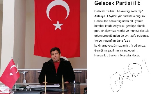Gelecek Partisi Hassa’da istifa depremi