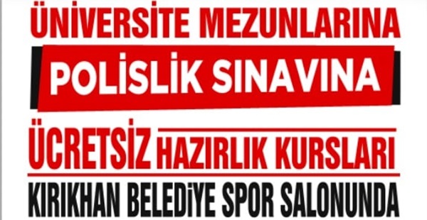 Kırıkhan’da Polislik sınavları için ücretsiz kurs