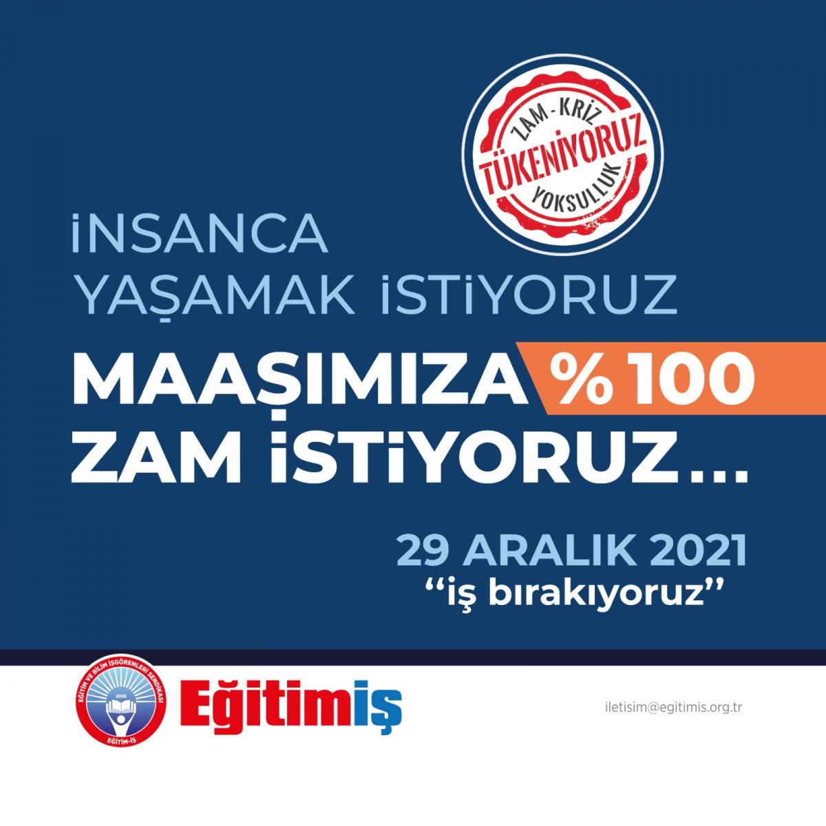 Eğitim-İş: 29 Aralık’ta grevdeyiz!