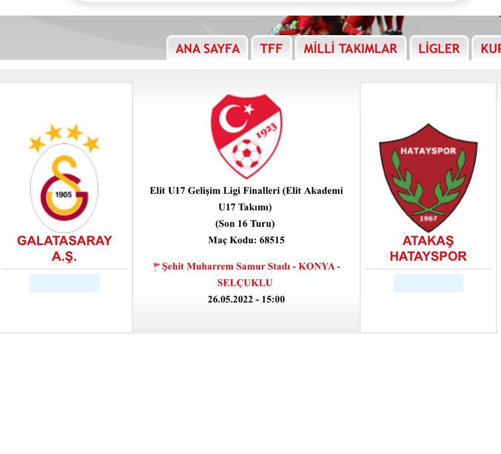 Hatayspor U-17 Galatasaray ile eşleşti