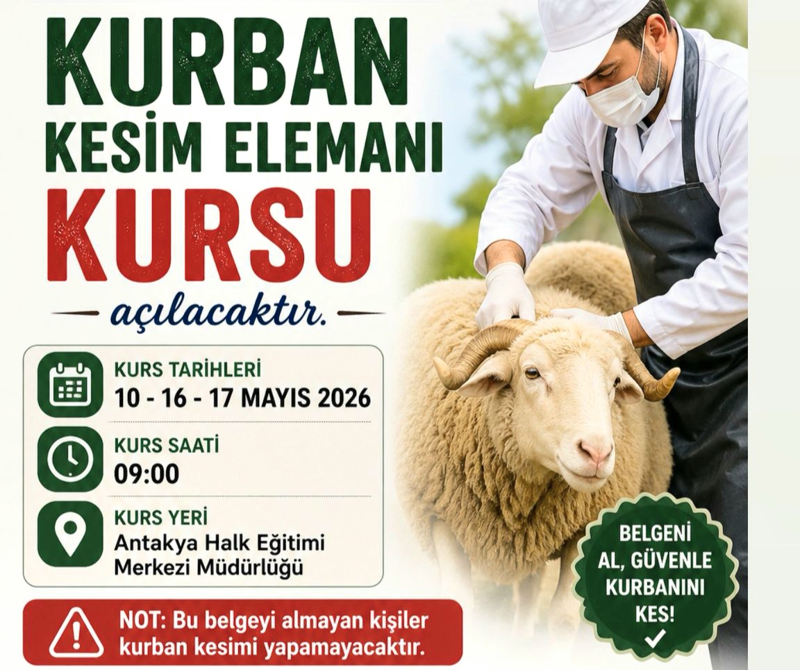 Antakya’da “Kurban Kesim Elemanı Kursu” Açılıyor