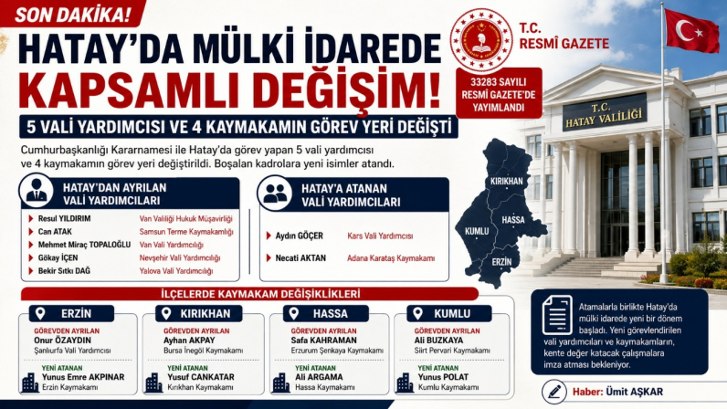 HATAY’DA MÜLKİ İDAREDE KAPSAMLI DEĞİŞİM