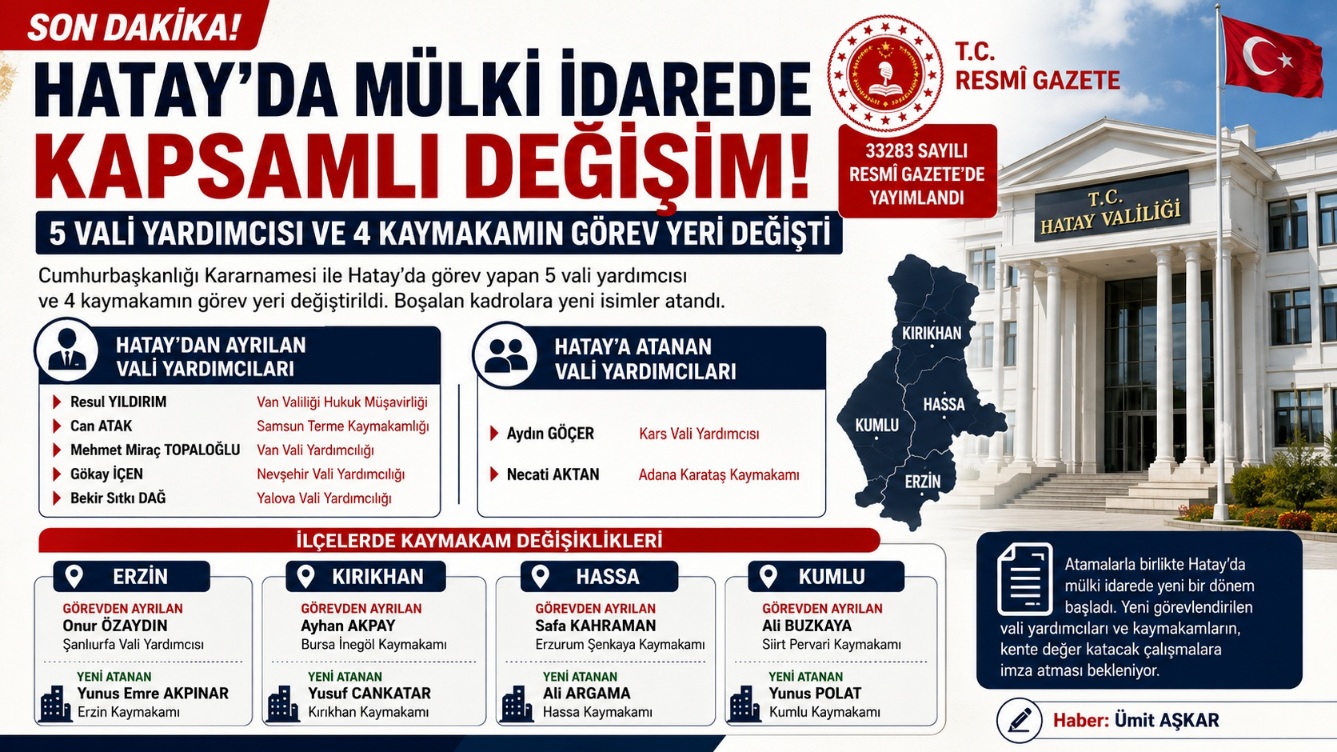 HATAY’DA MÜLKİ İDAREDE KAPSAMLI DEĞİŞİM
